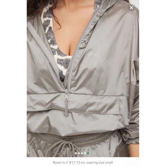 Aerie Offline Gray Lightweight Hooded Anorak Jacket Pullover Pocket M Medium - Picture 5 of 7